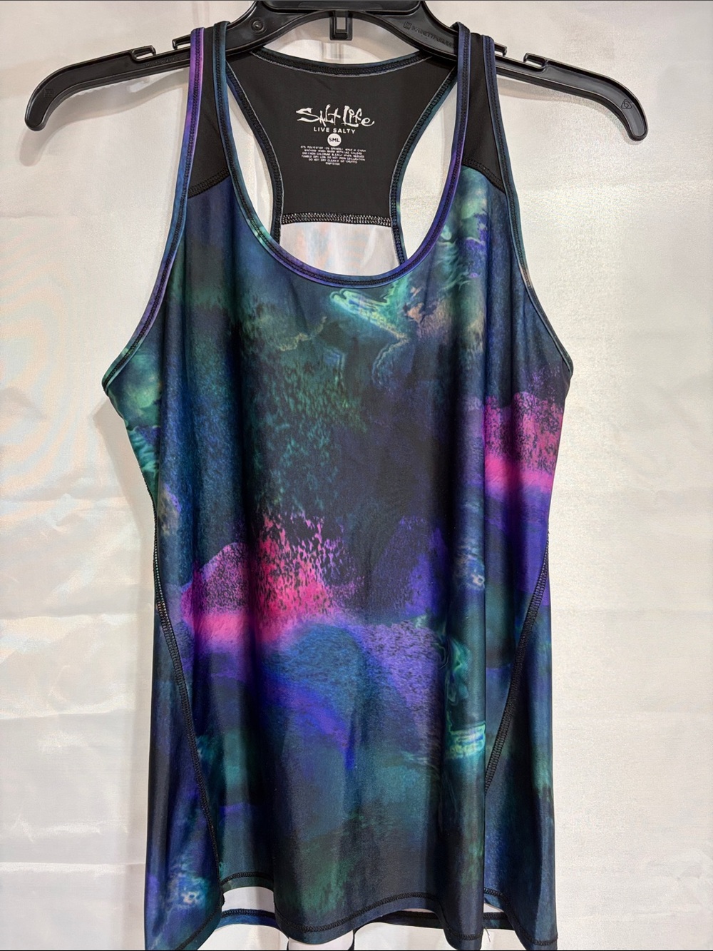 Salt Life Women's Abstract Ocean-Print Racerback Tank in Blue, Purple & Pink